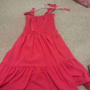 Girls Pink Tiered Sundress with Smocked Bodice